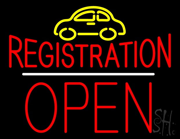 Sign Store N100-4528-clear Auto Registration Open Block White Line Clear Backing Neon Sign- 31 x 24 x 1 In.