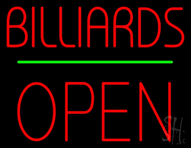 Sign Store N100-4535-clear Billiards Open Block Green Line Clear Backing Neon Sign- 31 x 24 x 1 In.