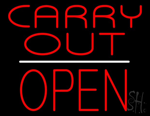 Sign Store N100-4579-clear Carry Out Block Open White Line Clear Backing Neon Sign- 31 x 24 x 1 In.