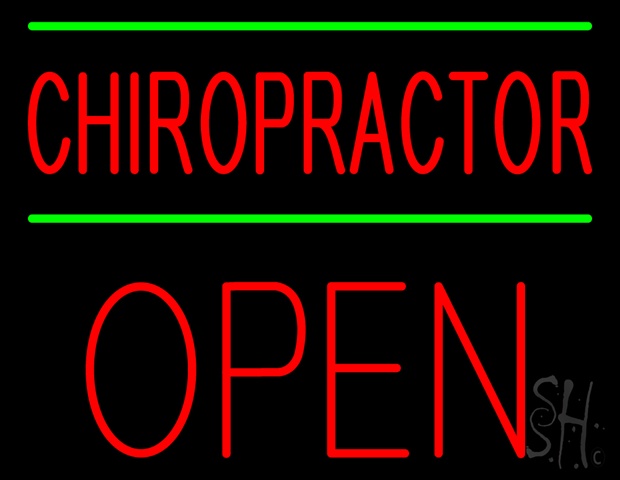 Sign Store N100-4594-clear Red Chiropractor Green Lines Block Open Clear Backing Neon Sign- 31 x 24 x 1 In.