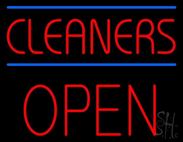 Sign Store N100-4606-clear Red Cleaners Blue Lines Block Open Clear Backing Neon Sign- 31 x 24 x 1 In.