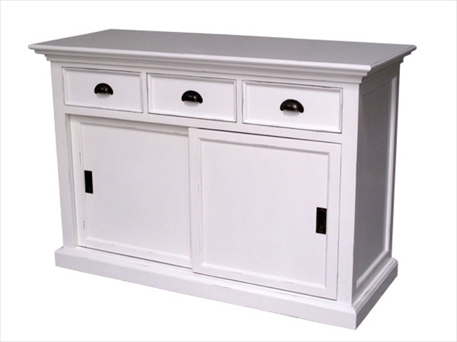 Infinita Halifax White Mahogany Buffet, 3 Drawers, 2 Sliding Doors