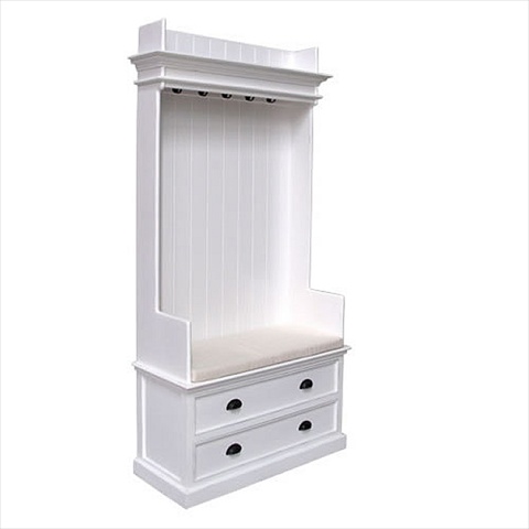 Halifax White Mahogany Wardrobe With Bench Cushion And 2 Drawers