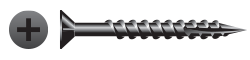 8 x 1.62 in. Phillips Flat Head Screw with Nibs Particle Board Screws Black Oxide Coated Box of 5 000