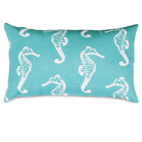 Majestic Home Teal Sea Horse Small Pillow
