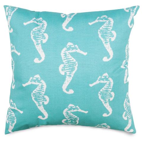 Majestic Home Teal Sea Horse Extra Large Pillow