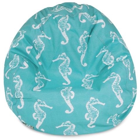 Majestic Home Teal Sea Horse Small Classic Bean Bag