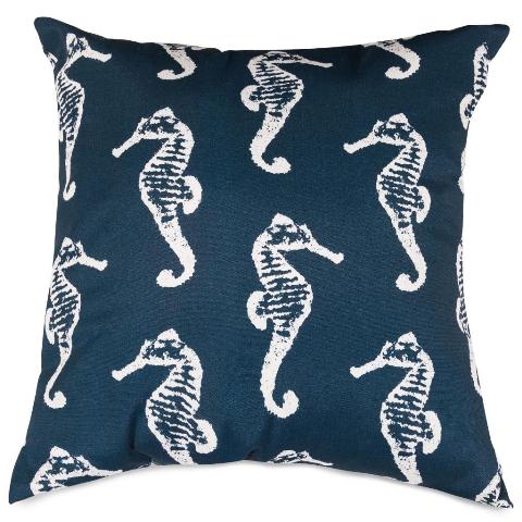 Majestic Home Navy Sea Horse Extra Large Pillow