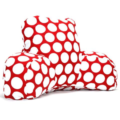 Majestic Home Red Hot Large Polka Dot Reading Bean Bag Pillow