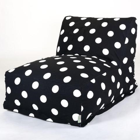 12345 Black Polka Dot Bean Bag Chair - Black - Large - Eco-Friendly Comfort