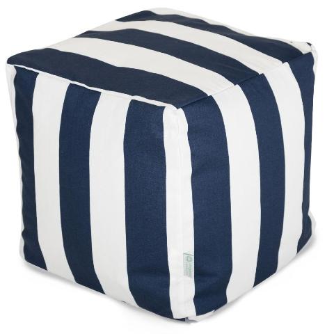 Majestic Home Navy Blue Vertical Stripe Small Cube