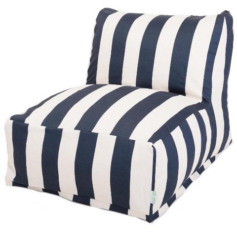 123456 Navy Blue Vertical Stripe Bean Bag Chair - Navy Blue - Large - Eco-Friendly