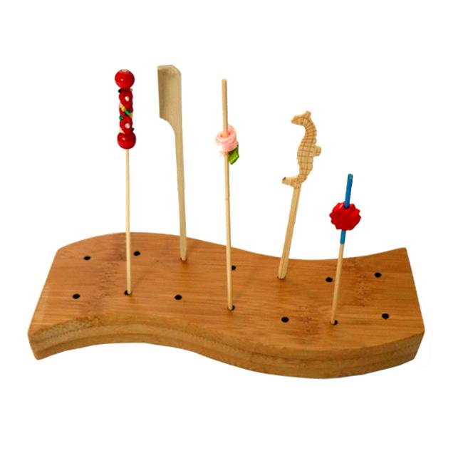 PacknWood 210SAMBRO14 6.25 x 1.9 In. Waved 14 Holes Bamboo Pick Holder 14 Hol...