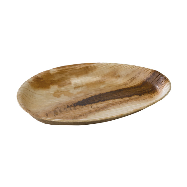Palm Leaf Egg-Shaped Plates - Natural - Medium - Pack of 100 - Compostable