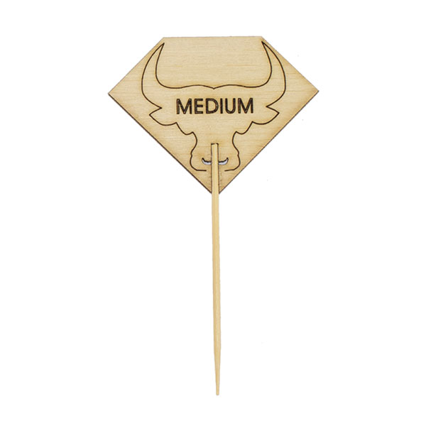Diamond Shaped Medium Steak Marker with Bull Head - Pack of 1000 3.7 in.
