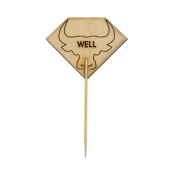 209BBRUMPYW 3.7 In. Diamond Shaped Well Steak Marker With Bull Head- Pack Of 1000
