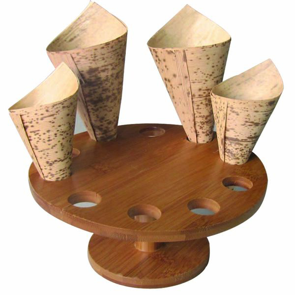 10 Holes Bamboo Cone And Temaki Display, Pack Of 2