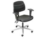 Deluxe Ergonomic Chair With Armrests, Polyurethane, Black