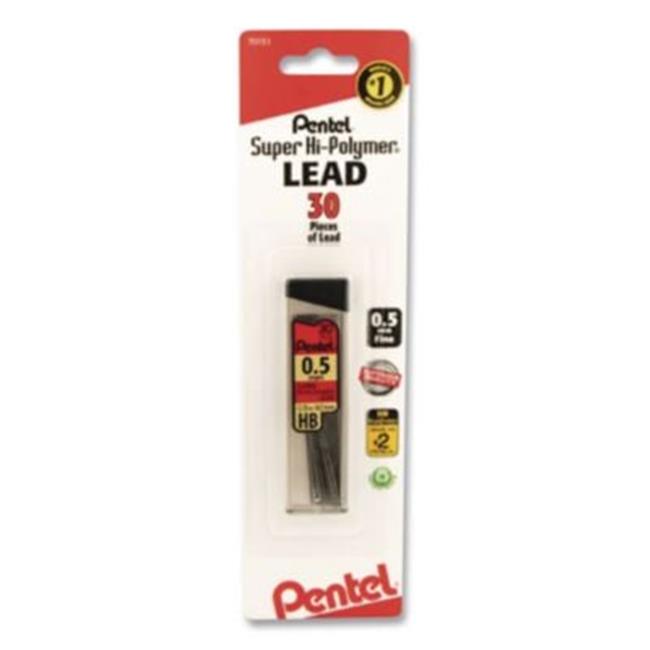 Pentel C25HB Super Hi-Polymer Lead Refills  0.5Mm  Black  30 Leads  Tube