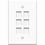 Picture of 4Xem 4XFP06KYWH 6 Outlet Rj45 Wall Plate Face Plate White