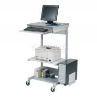 Mobile Computer Workstation with Keyboard, Printer Shelf and CPU Holder, Gray