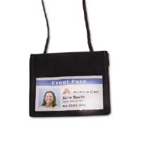 75452 Horizontal Id Badge Holder With Convention Neck Pouch Black, 12 Box