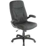 9097AF Executive Chair With Flip Up Armrests Black Fabric Upholstered