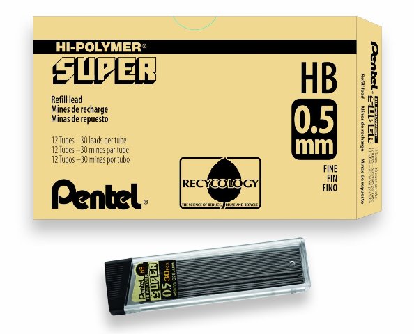 Picture of Pentel C25HB Super Hi-Polymer Lead Refills&#44; 0.5Mm&#44; Black&#44; 30 Leads&#44; Tube