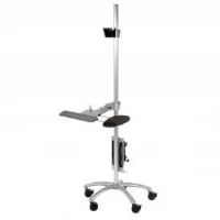 Mobile Computer Workstation 26 D X 73 in H, 26 in W X Aluminum, Silver