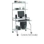 Mobile Chrome Wire Shelf Computer Workstation, 31-1/2W x 24D x 63H