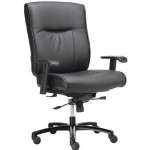 Big & Tall Leather Chair with Adjustable T-Arms, Leather Upholstery, Black