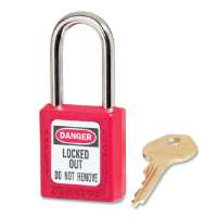 410RED Safety Padlock Labeled 0.25 D X 1.5 Tall Shackle Red