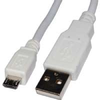Picture of 4Xem 4XMUSB3WH 3 ft Micro USB To USB Data&#44; Charge Cable For Samsung&#44; Kindle&#44; HTC - White