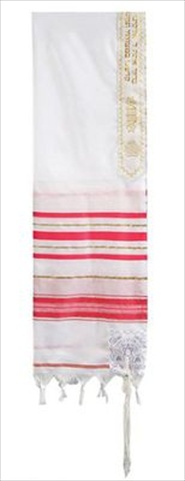 Picture of Holy Land Gifts 43790 Tallit 12 Tribes Prayer Shawl Acrylic Pink 50 In.