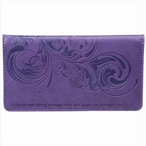 Picture of Christian Art Gifts 362316 Checkbook Cover I Can Do Everything Purple