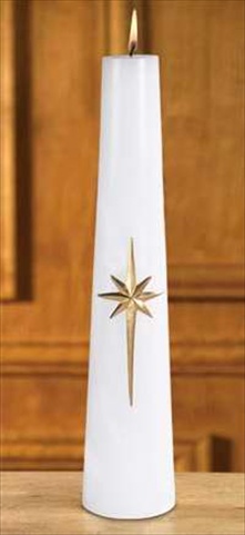 Bright Morning Star Conical Candle - White - 3 x 14 in. - Elegant Design