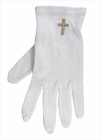 Picture of Swanson Christian Supply 15073 Gloves Gold Cross Cotton Medium