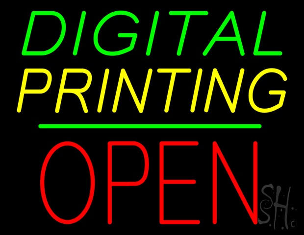 Sign Store N100-4633-clear Digital Printing Block Open Green Line Clear Backing Neon Sign- 31 x 24 x 1 In.