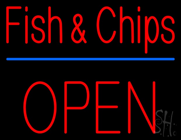 Sign Store N100-4672-clear Fish And Chips Block Open Clear Backing Neon Sign- 31 x 24 x 1 In.