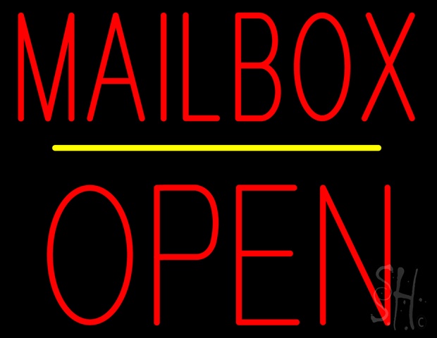Sign Store N100-4775-clear Mailbox Open Block Yellow Line Clear Backing Neon Sign- 31 x 24 x 1 In.
