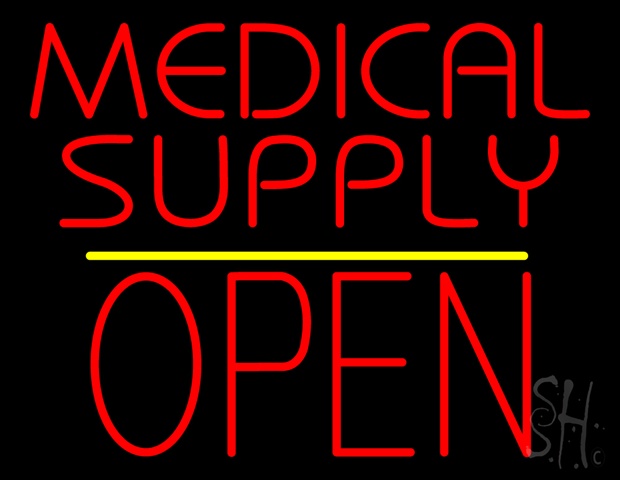Sign Store N100-4792-clear Medical Supply Block Open Yellow Line Clear Backing Neon Sign- 31 x 24 x 1 In.