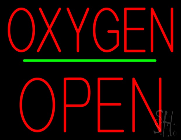 Sign Store N100-4851-clear Oxygen Block Open Green Line Clear Backing Neon Sign- 31 x 24 x 1 In.