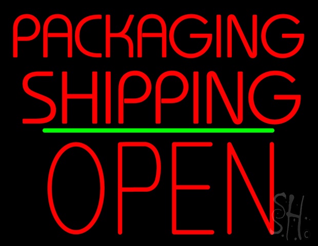 Sign Store N100-4856-clear Packaging Shipping Open Block Green Line Clear Backing Neon Sign- 31 x 24 x 1 In.