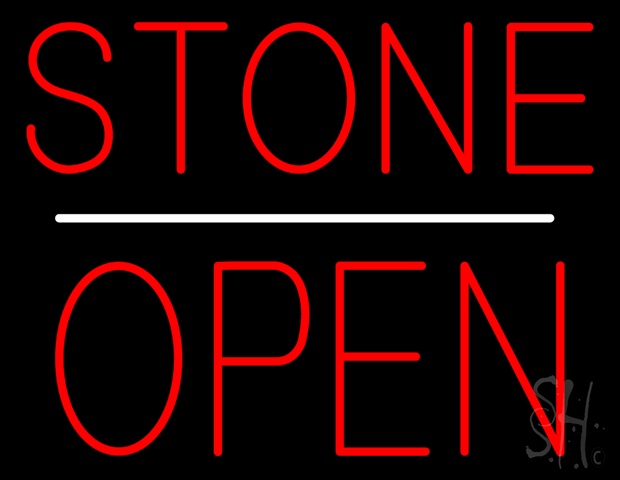 Sign Store N100-4946-clear Stone Block Open White Line Clear Backing Neon Sign- 31 x 24 x 1 In.