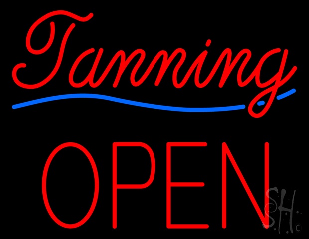 Sign Store N100-4975-clear Cursive Red Tanning Block Open Clear Backing Neon Sign- 31 x 24 x 1 In.