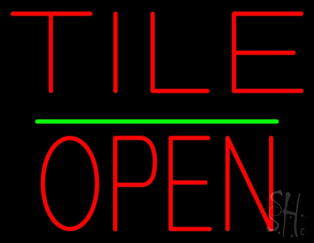 Sign Store N100-4985-clear Tile Block Open Green Line Clear Backing Neon Sign- 31 x 24 x 1 In.