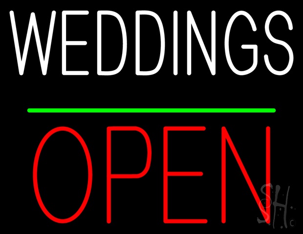 Sign Store N100-5019-clear Weddings Block Red Open Green Line Clear Backing Neon Sign- 31 x 24 x 1 In.