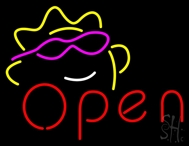 Sign Store N100-5071-clear Open W Sun Logo Clear Backing Neon Sign- 31 x 24 x 1 In.