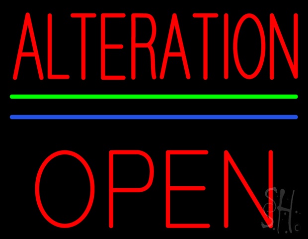 Sign Store N100-5162-clear Red Alteration Block Open Clear Backing Neon Sign- 31 x 24 x 1 In.