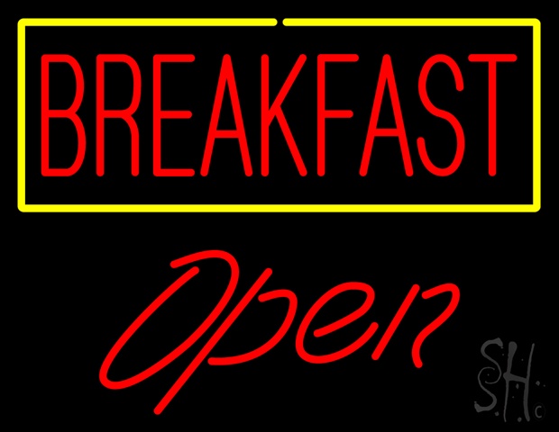 Sign Store N100-5178-clear Block Breakfast With Blue Border Open Clear Backing Neon Sign- 31 x 24 x 1 In.